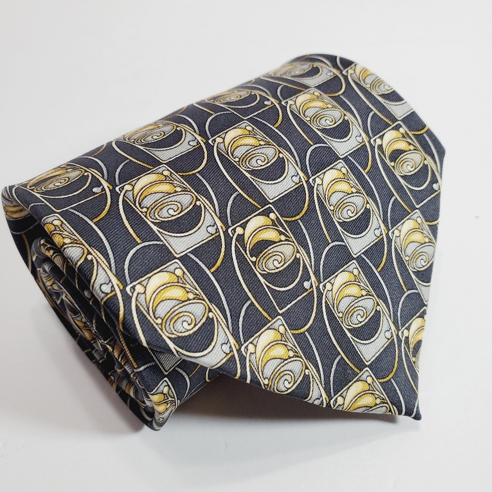 Valentino Cravatte Multicolor Geometric Pattern Men's Italian Silk Neck Tie